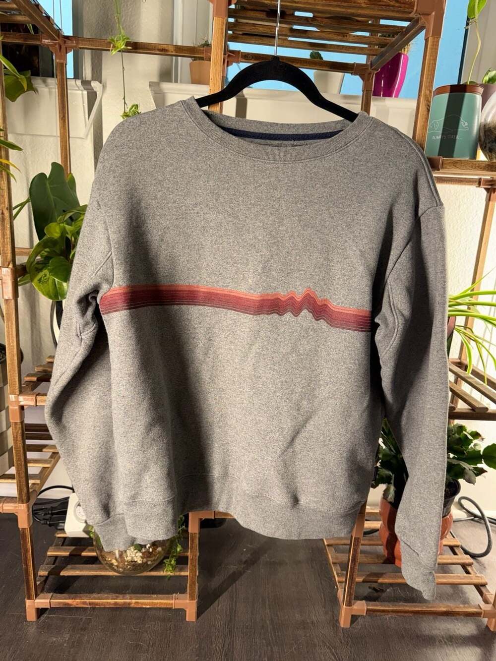 Patagonia Ridge Rise Stripe Uprisal Crew Sweatshirt Size M Grey